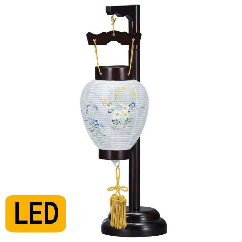盆提灯　彩華 盆提灯 彩華(あやか) 木製 ブラウン色 No.5824 (吊り下げ台付き LED 絹