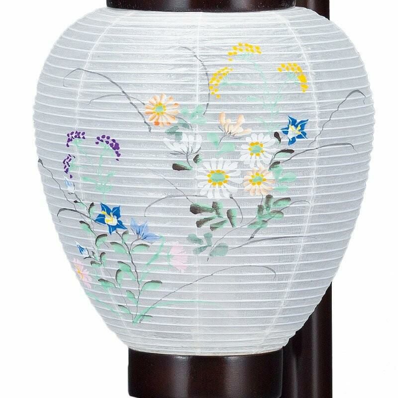 盆提灯 彩華(あやか) 木製 ブラウン色 No.5824 (吊り下げ台付き LED 絹