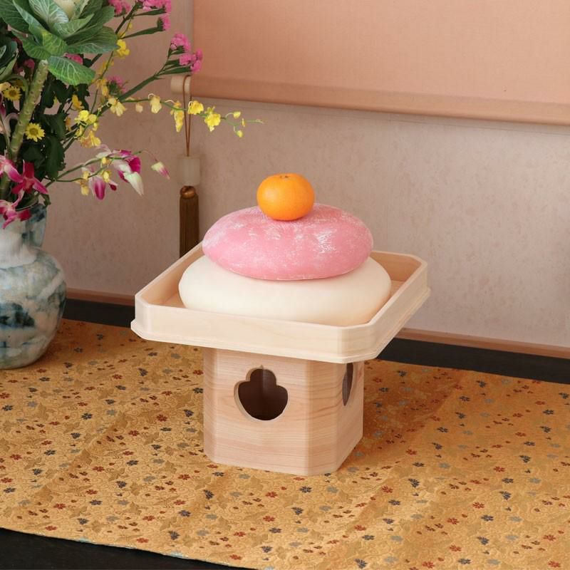 受注生産品】樹脂製お鏡餅 「大サイズ 三升重ね 紅白」 キャップ付き