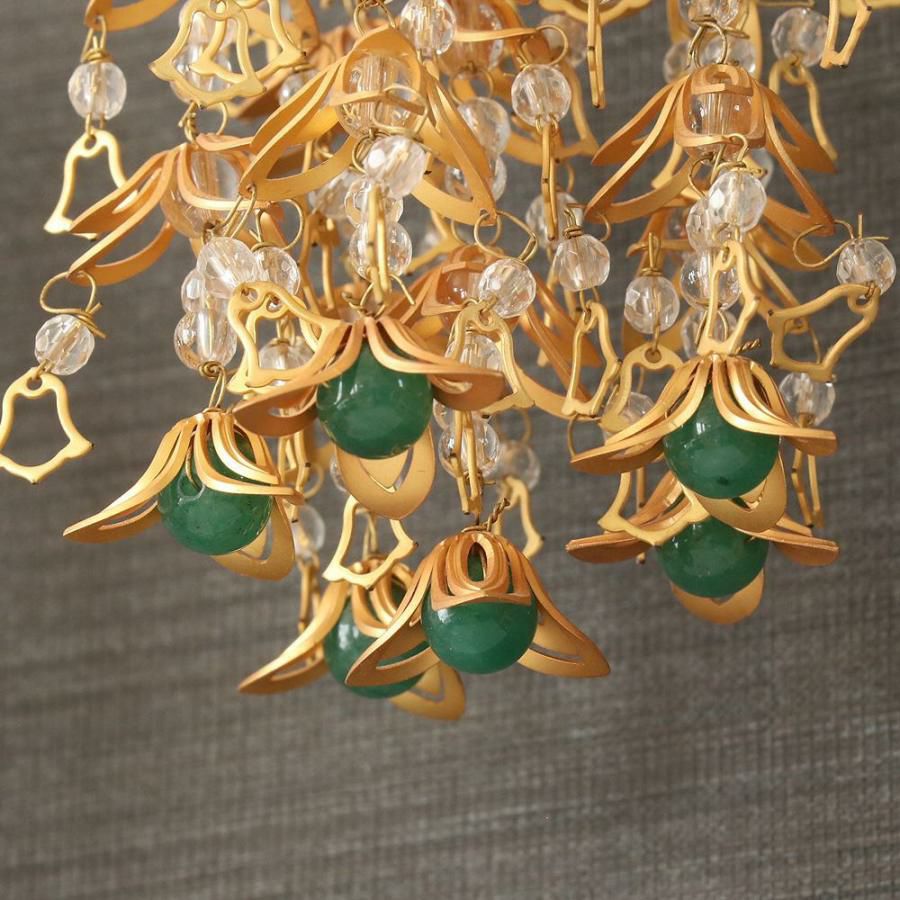 真鍮 透し花瓔珞（ようらく ヨウラク 珱珞） （天然石水晶）消メッキ