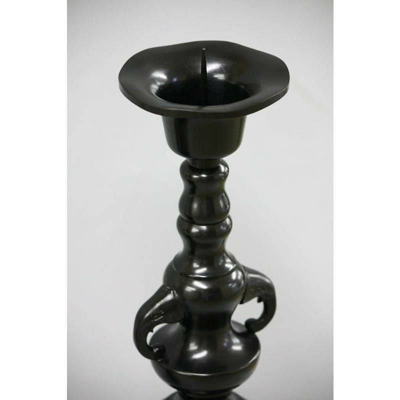 受注生産品につき返品不可※【寺院用仏具】ローソク立て（象掛）黒色 8