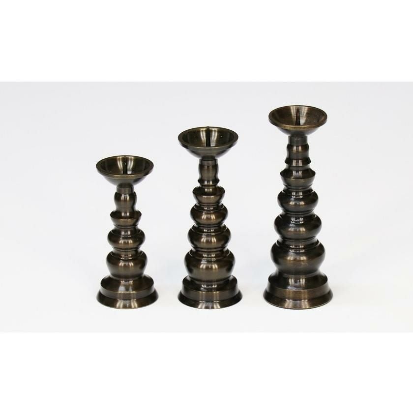 仏具 セット 【3点】銅器仏具 「色付」3.5寸 3具足 真鍮製 仏壇 花立て