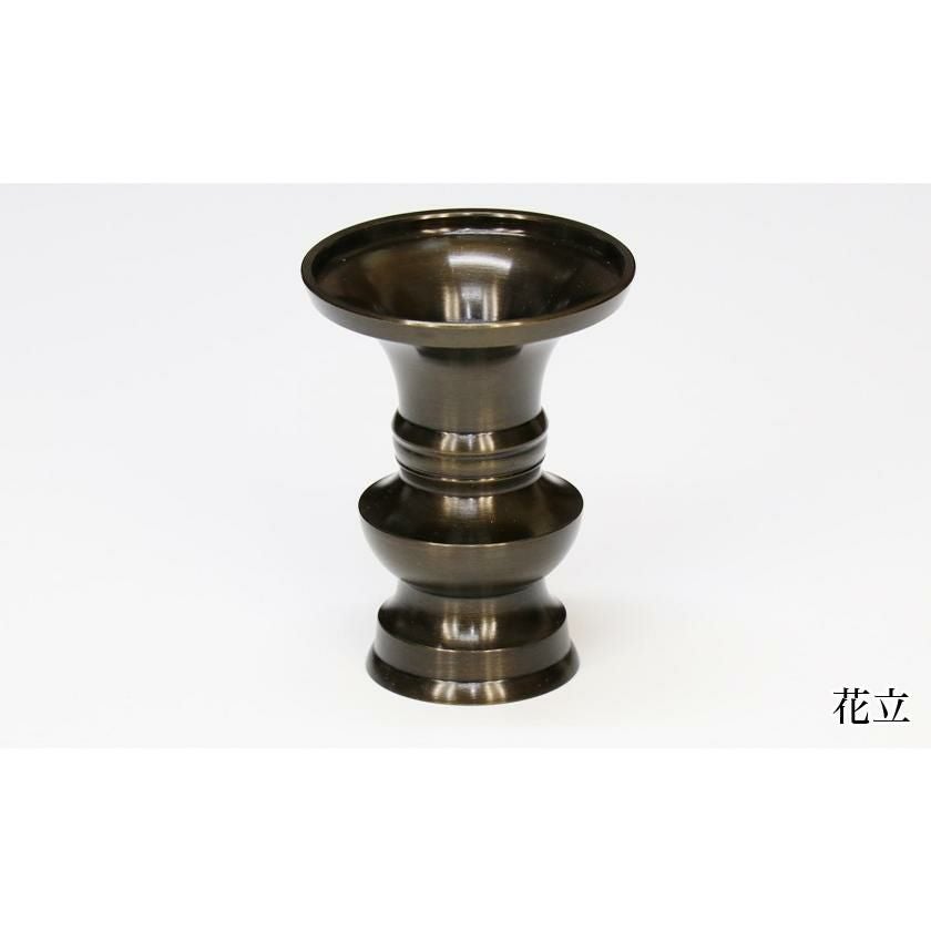 仏具 セット 【3点】銅器仏具 「色付」4寸 3具足 真鍮製 仏壇 花立て