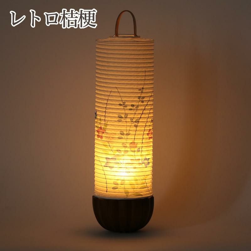 盆提灯 美濃和紙 住吉 レトロ桔梗・扇菊 m37342 m37619 LED コードレス