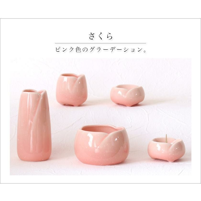 仏具セット 美濃焼仏具 「やわらぎ・中サイズ」 5具足セトモノ モダン