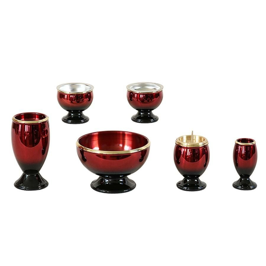 仏具 6点セット 真鍮製仏具「流星」3寸 六具足 モダン 香炉 火立て