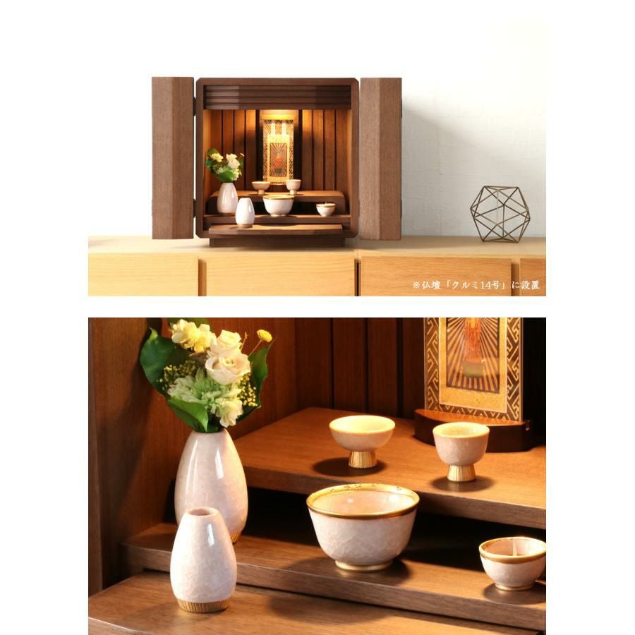 仏具 セット 家具調仏具6点セット「貫入桜」六具足 モダン 香炉 火立て