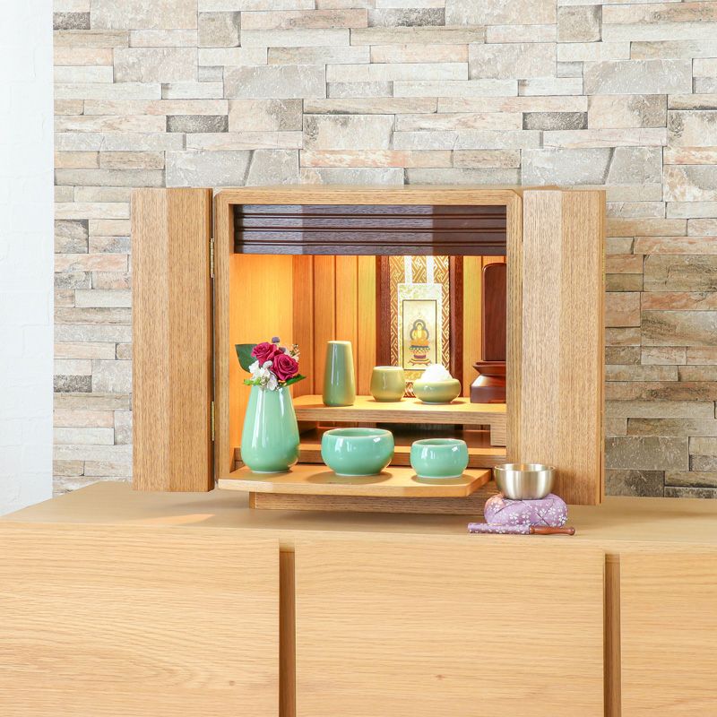 仏壇「クルミタモ」13x12号 ミニ モダン 家具調仏壇 コンパクト