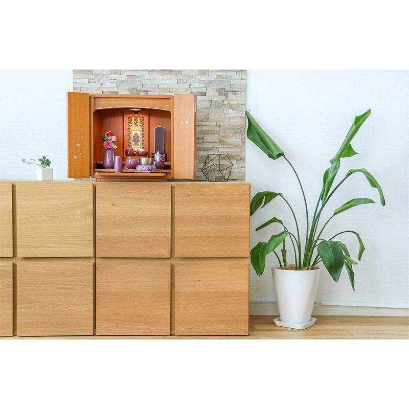 ミニ仏壇 「スピカ 桜のラデン入り」 螺鈿 桜 モダン 家具調 おしゃれ