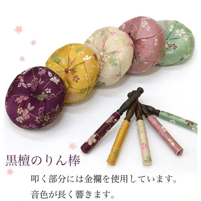 仏具 おりん 国産 おりんセット 2.8寸 【さくら柄】 （直径8.5cm）（お