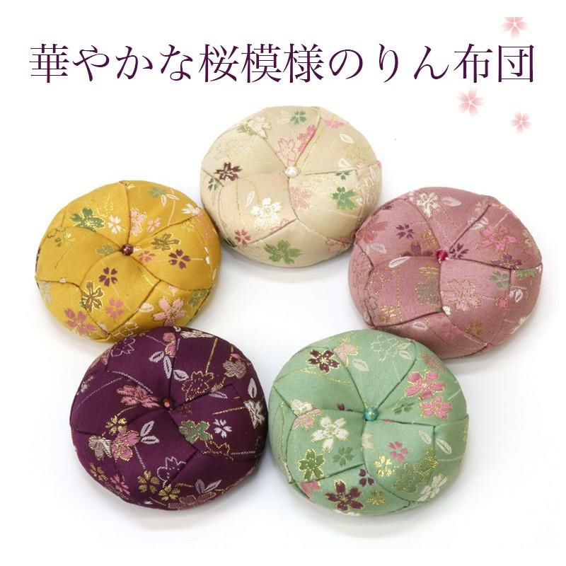仏具 おりん 国産 おりんセット 2.8寸 【さくら柄】 （直径8.5cm）（お