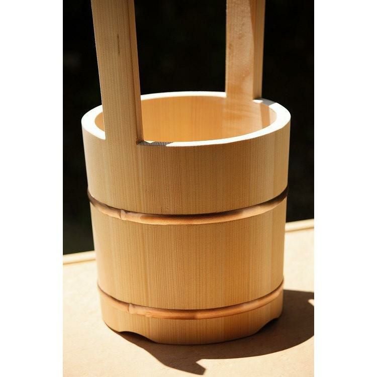 木製手桶（小） ひしゃく付 高さ39cm 手桶 おけ 打ち水 お墓参り (6020