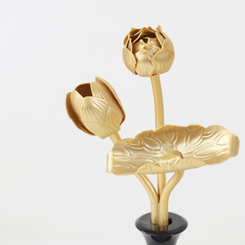 真鍮 金色常花（花立て付き） 【2寸】高さ12cm 仏具 常花 仏壇 常花