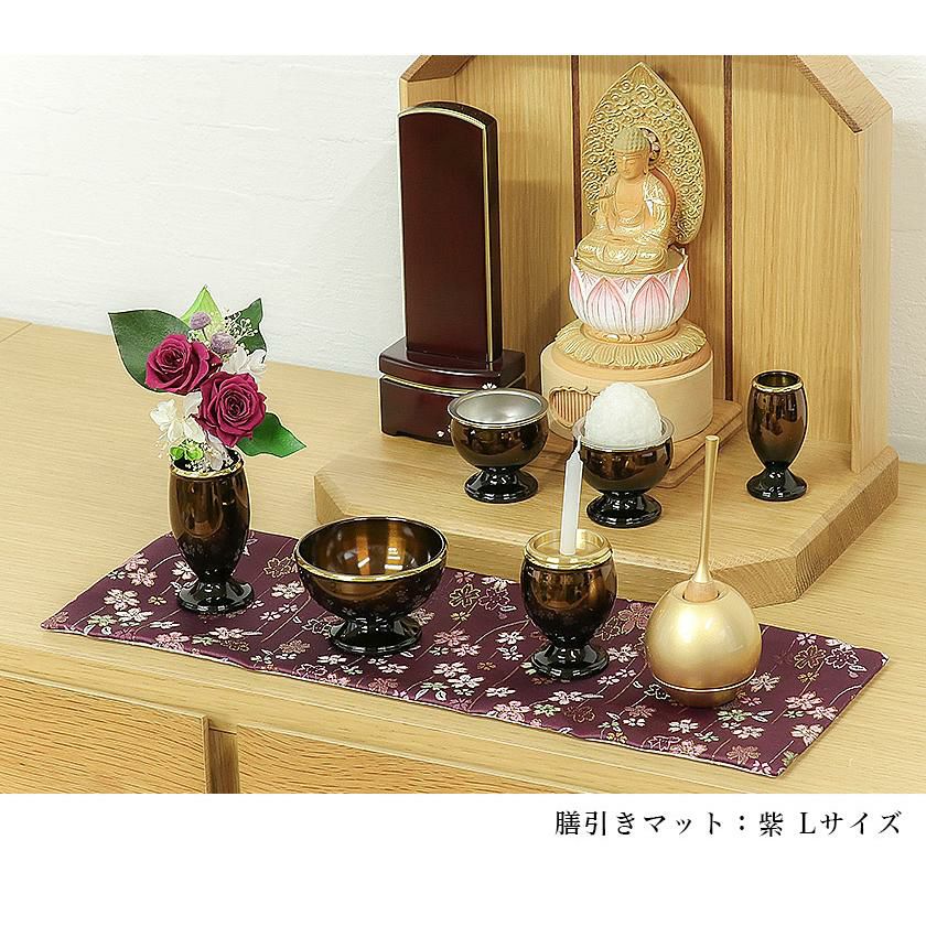 仏壇膳引きマット【さくら柄】防炎仏具マット （縦12cm×横30cm） M