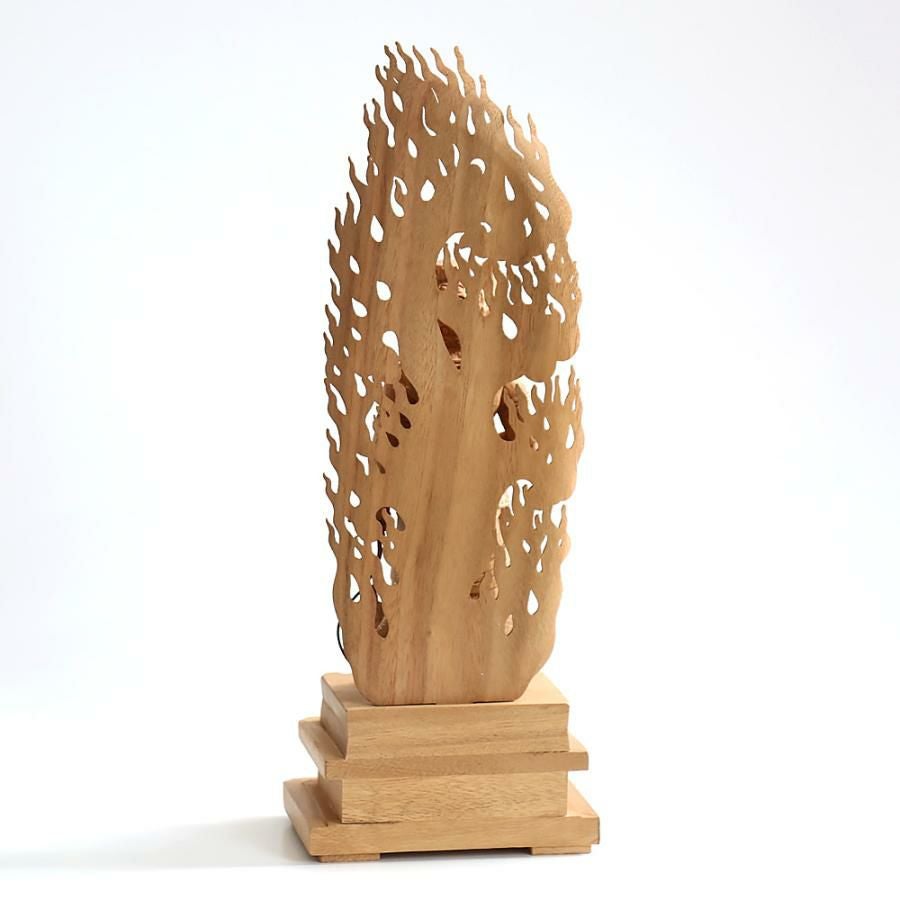 仏像 【楠木地彫】 不動明王 金泥書 4.5寸 （高さ：285mm） 木彫