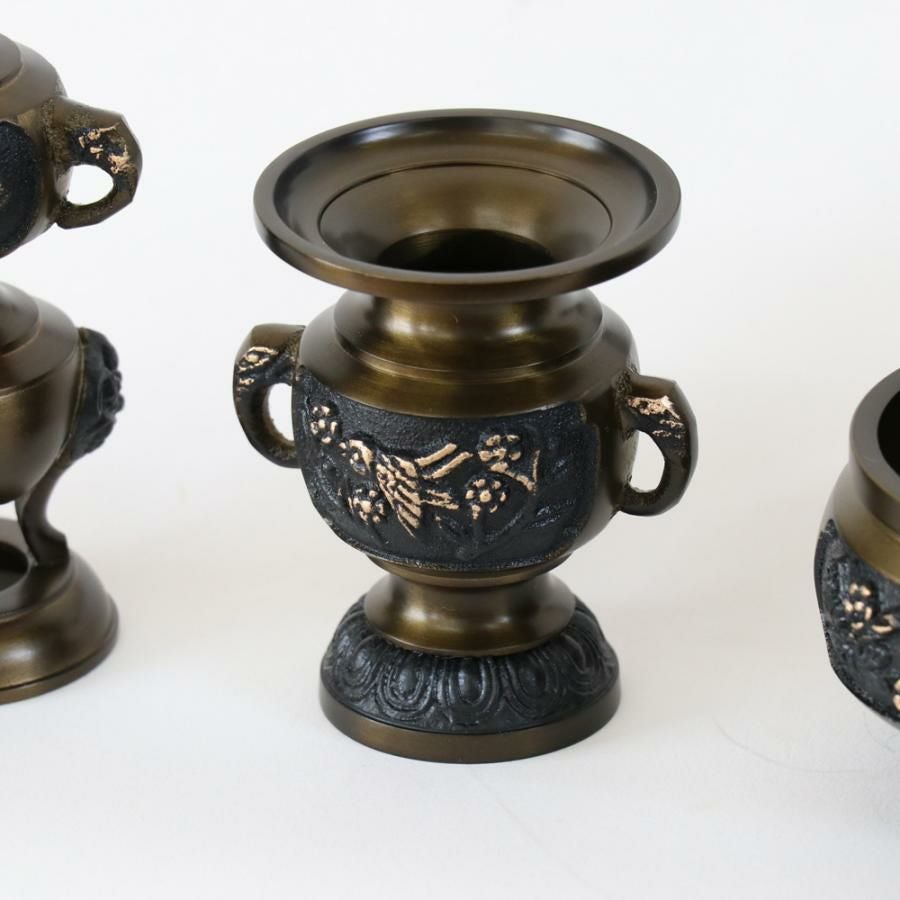 仏具 セット 【十一具足】 花鳥模様オリジナル 黒光色 4.5寸/高級 仏壇