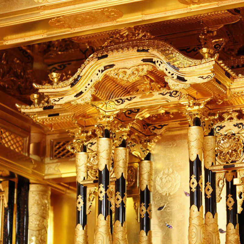 金仏壇 43号 総開き本宮殿御拝造り 脇台付き 塗仏壇 蒔絵 名古屋壇 京