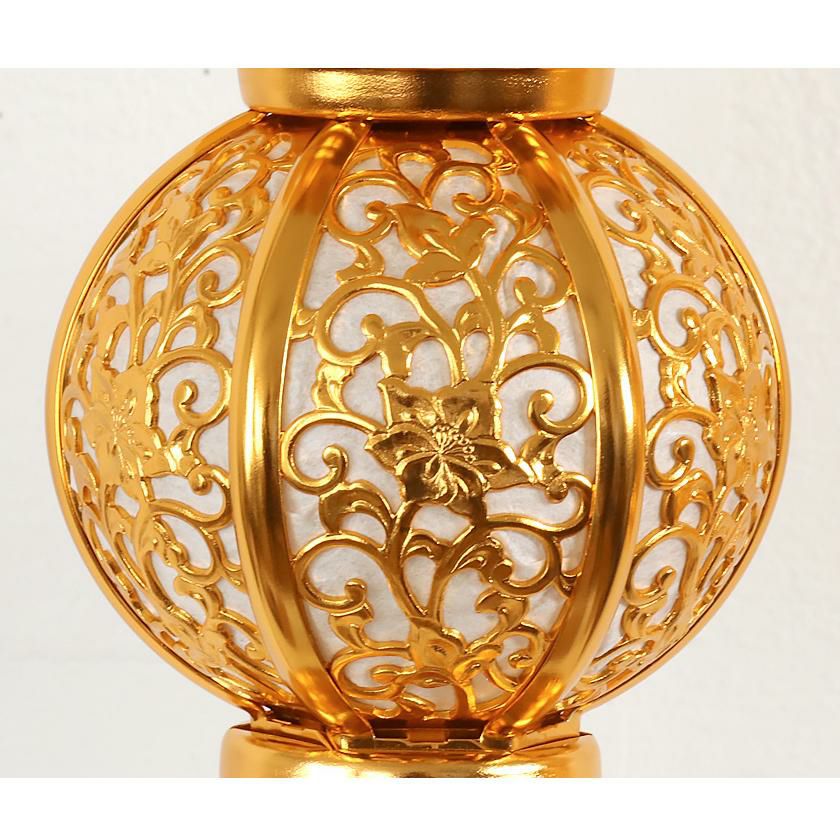 吊灯籠(吊り灯篭) アルミ製 本丸型唐草【金メッキ】 中 直径 10.5cm 1