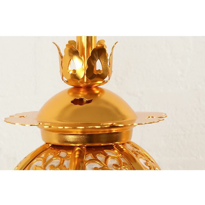 仏具　吊り灯篭　高さ40cm  美品 仏具 吊り灯篭 ナス型 金色 電装 1対－【ひるた仏具店】 お仏壇・お