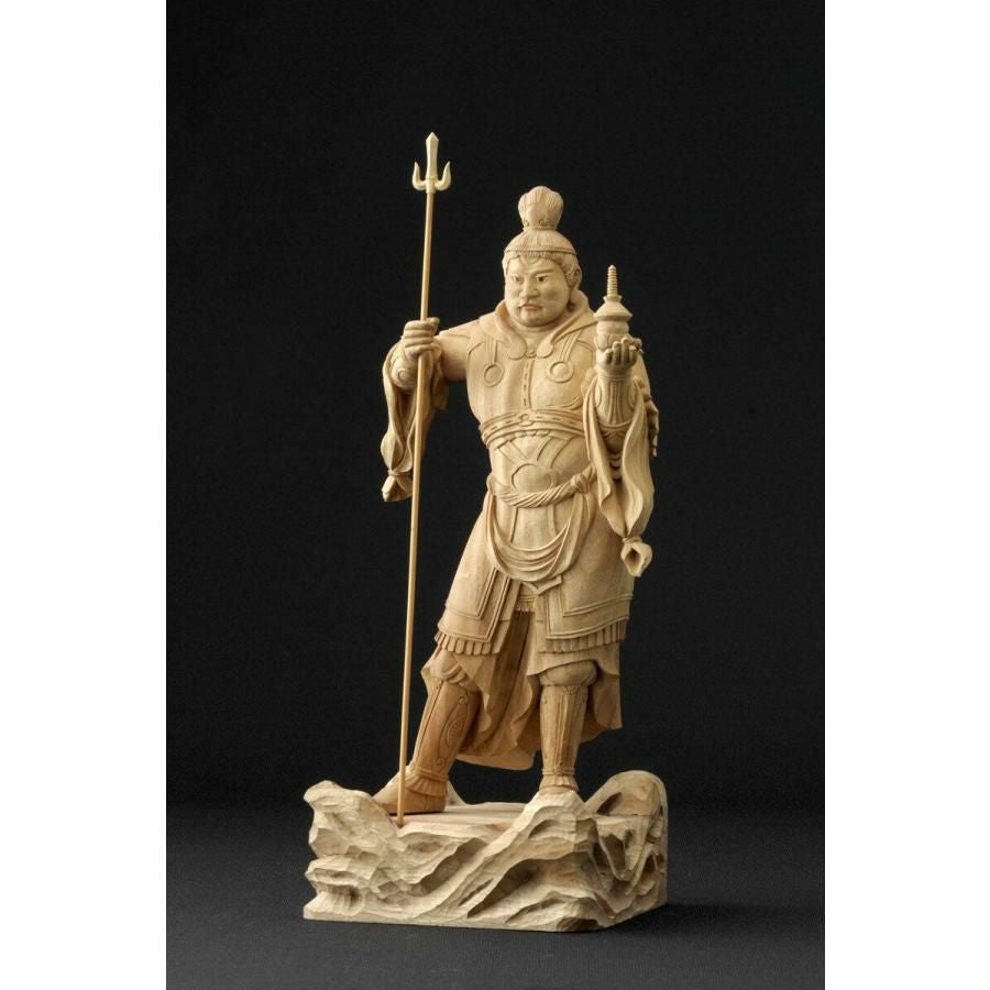 仏像 服部朋陽作 毘沙門天像 1.2尺 楠 国産 日本製仏像 床の間 仏壇