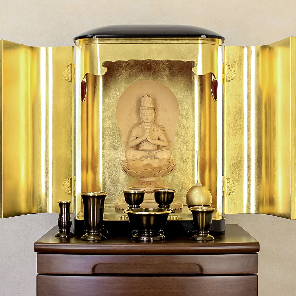 丸厨子 手作り高級厨子「幅広」5号 黒塗り 朱塗り 純木製 仏像 位牌