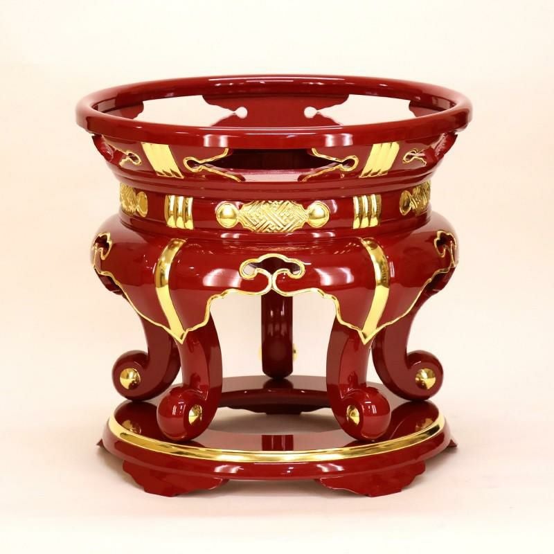 丸金台1尺2寸 朱塗 金箔 面金 サヤ付 寺院用仏具 丸金台 1尺1寸（33cm) 【サヤ付・朱塗面金箔押】 おりん