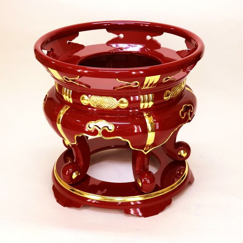 寺院用仏具 丸金台 1尺5寸（45cm) 【サヤ付・朱塗面金箔押】 おりん