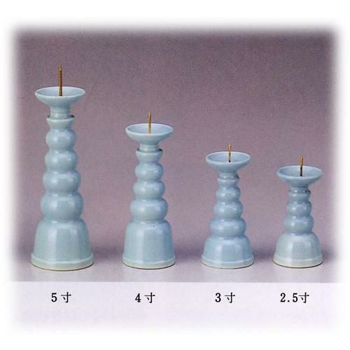 仏具 3点セット 陶器 仏具 「青磁無地」3寸 3具足 セトモノ 仏壇 花
