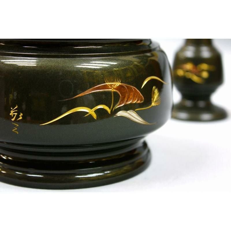 仏具 8点セット 銅器仏具 「富士型」花ごころ 4寸（深海色） 8具足真鍮