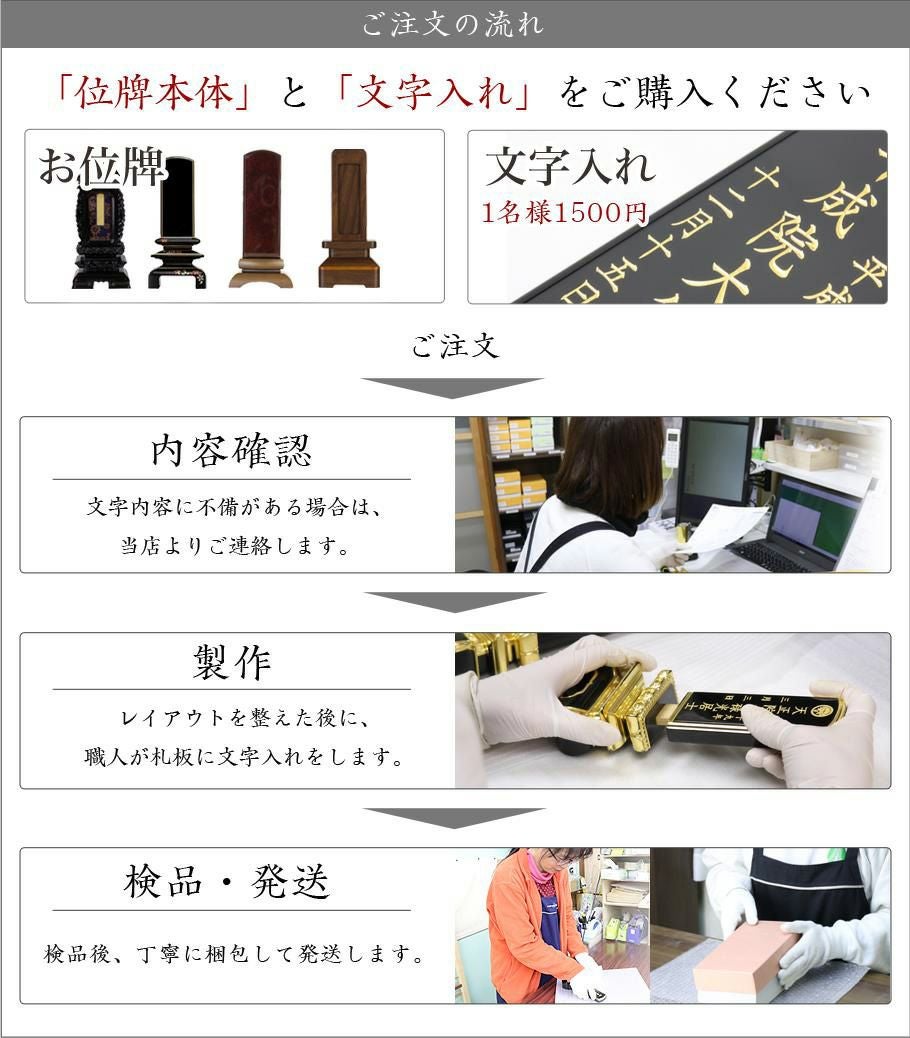 位牌 三方金千倉 3.0寸・3.5寸・4.0寸・4.5寸・5.0寸 本位牌 黒塗 文字