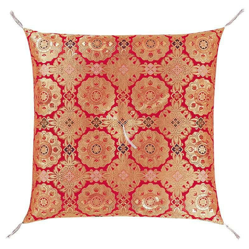 仏壇 座布団 御前座布団 「茶胴四釜 赤」 No.49 金襴/仏間用 仏前 お寺