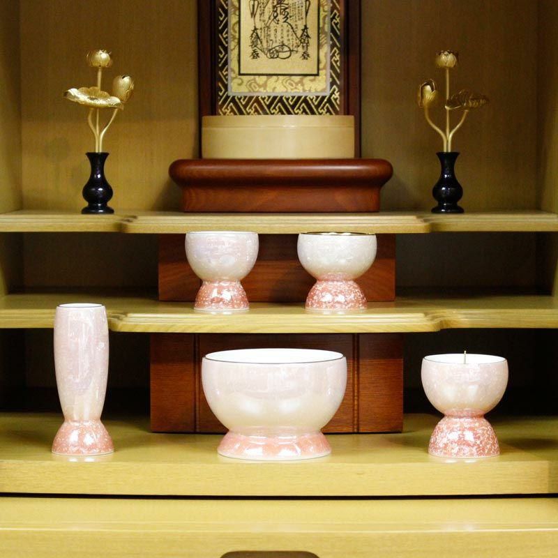 仏具 5点セット 有田焼仏具 「四季」 5具足 モダン 仏壇 花立て 香炉 仏具 5点セット 有田焼仏具 「四季」 5具足 モダン 仏壇 花立て 香炉