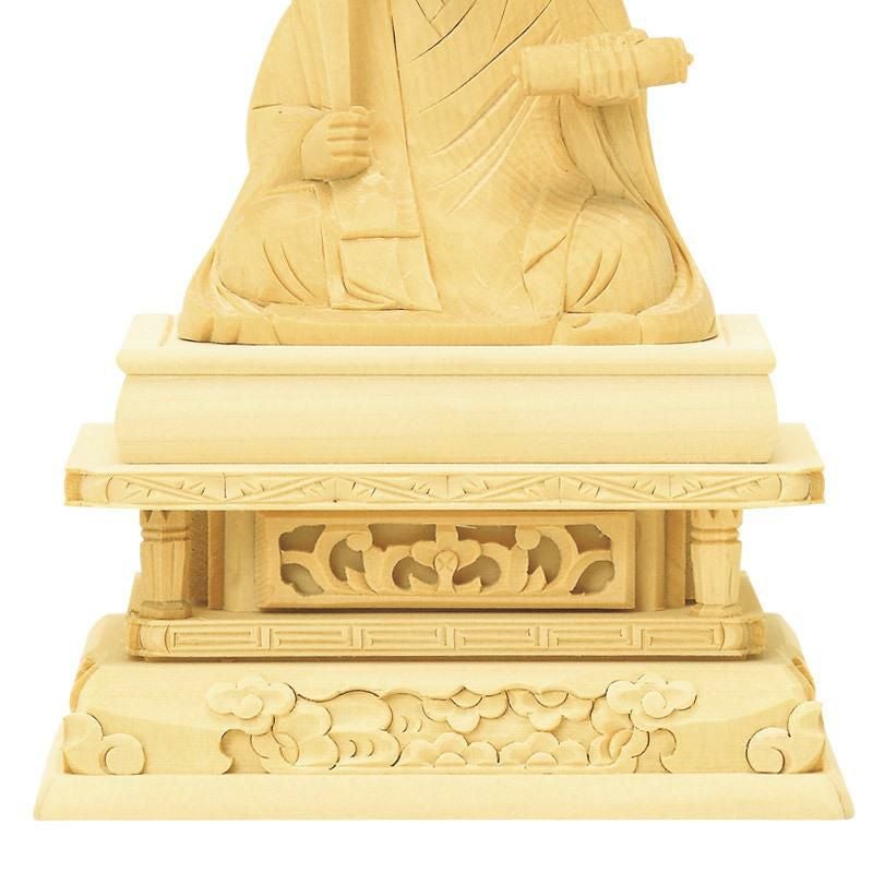 仏像 【総白木】 日蓮 3.5寸（高さ：220mm） 木彫 日蓮宗 仏壇 仏具