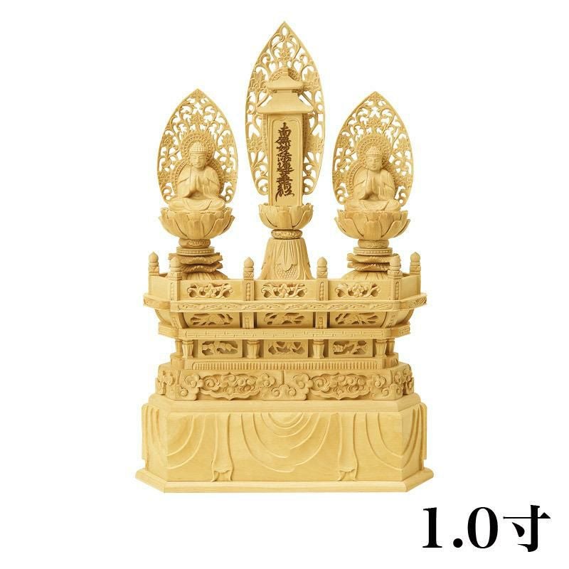 仏像 【桧木(ヒノキ)】 三宝尊 1.2寸（高さ：300mm） 釈迦如来 多宝