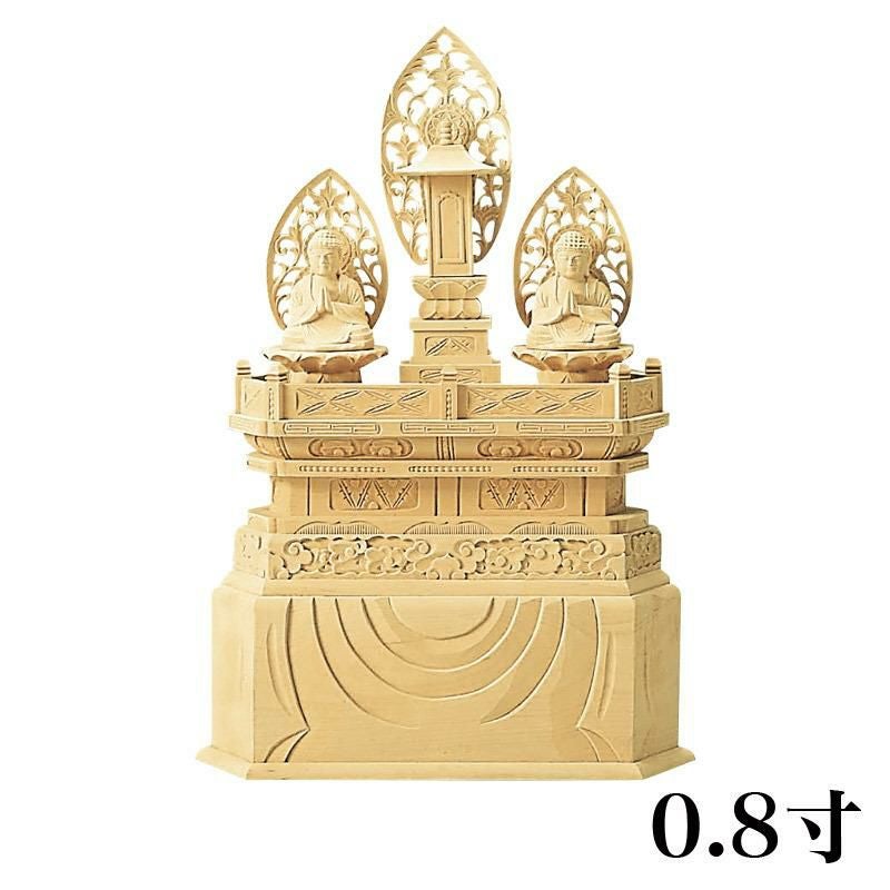 仏像 【本柘植(ツゲ)】 三宝尊 0.8寸（高さ：215mm） 釈迦如来 多宝