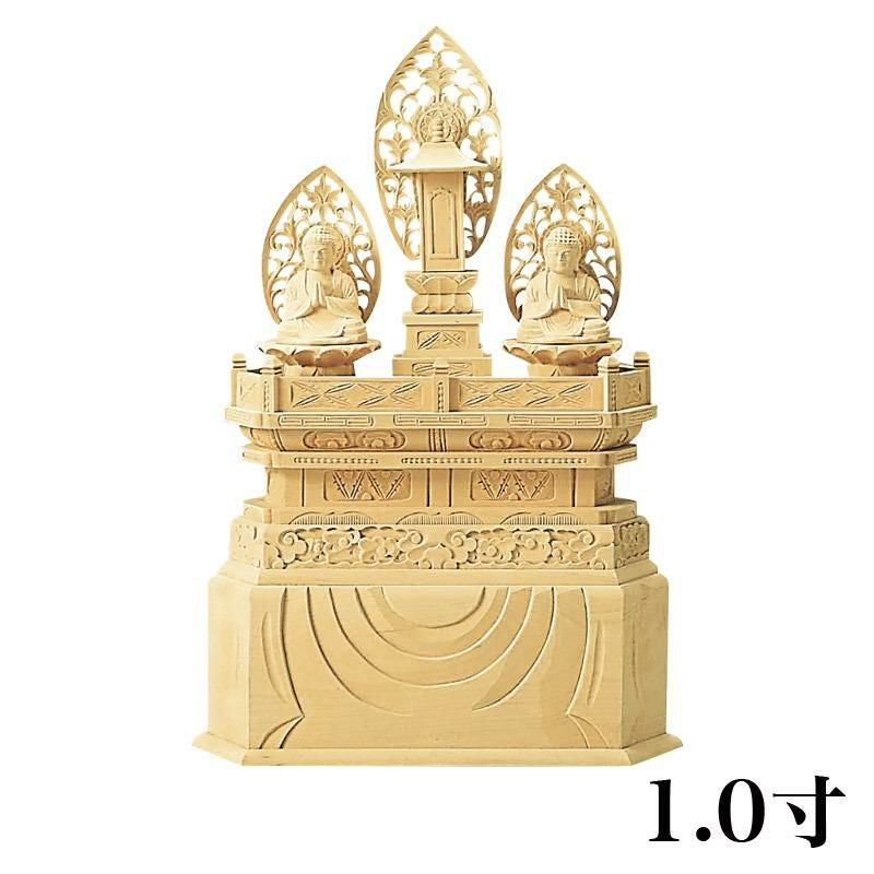 仏像 【楠木地彫】 三宝尊 金泥書 1.2寸（高さ：315mm） 釈迦如来 多宝