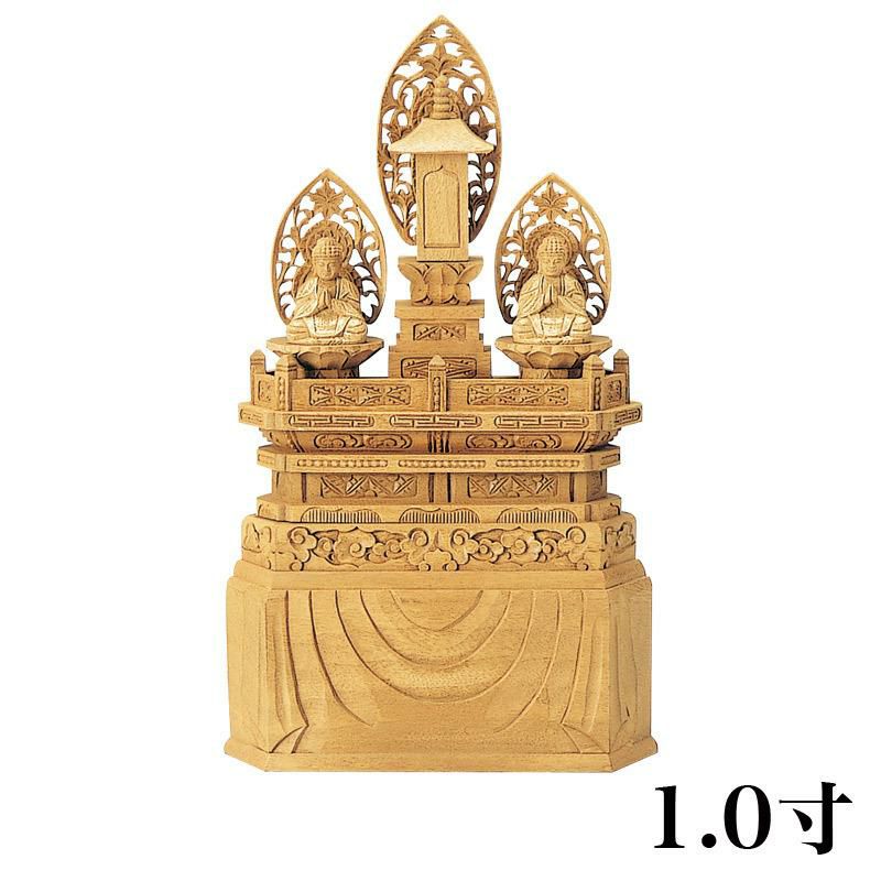 仏像 【楠木地彫】 三宝尊 金泥書 1.2寸（高さ：315mm） 釈迦如来 多宝