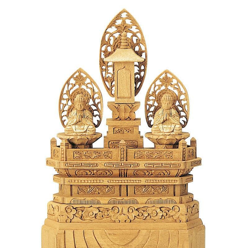 仏像 【楠木地彫】 三宝尊 金泥書 1.0寸（高さ：270mm） 釈迦如来 多宝