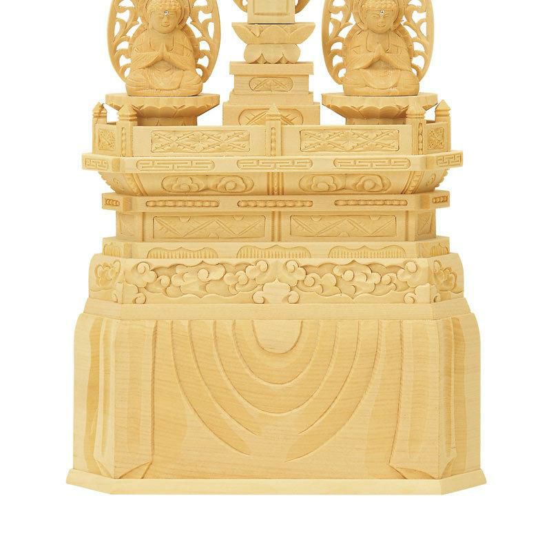 仏像 【総白木】 三宝尊 0.8寸（高さ：227mm） 釈迦如来 多宝如来 木彫