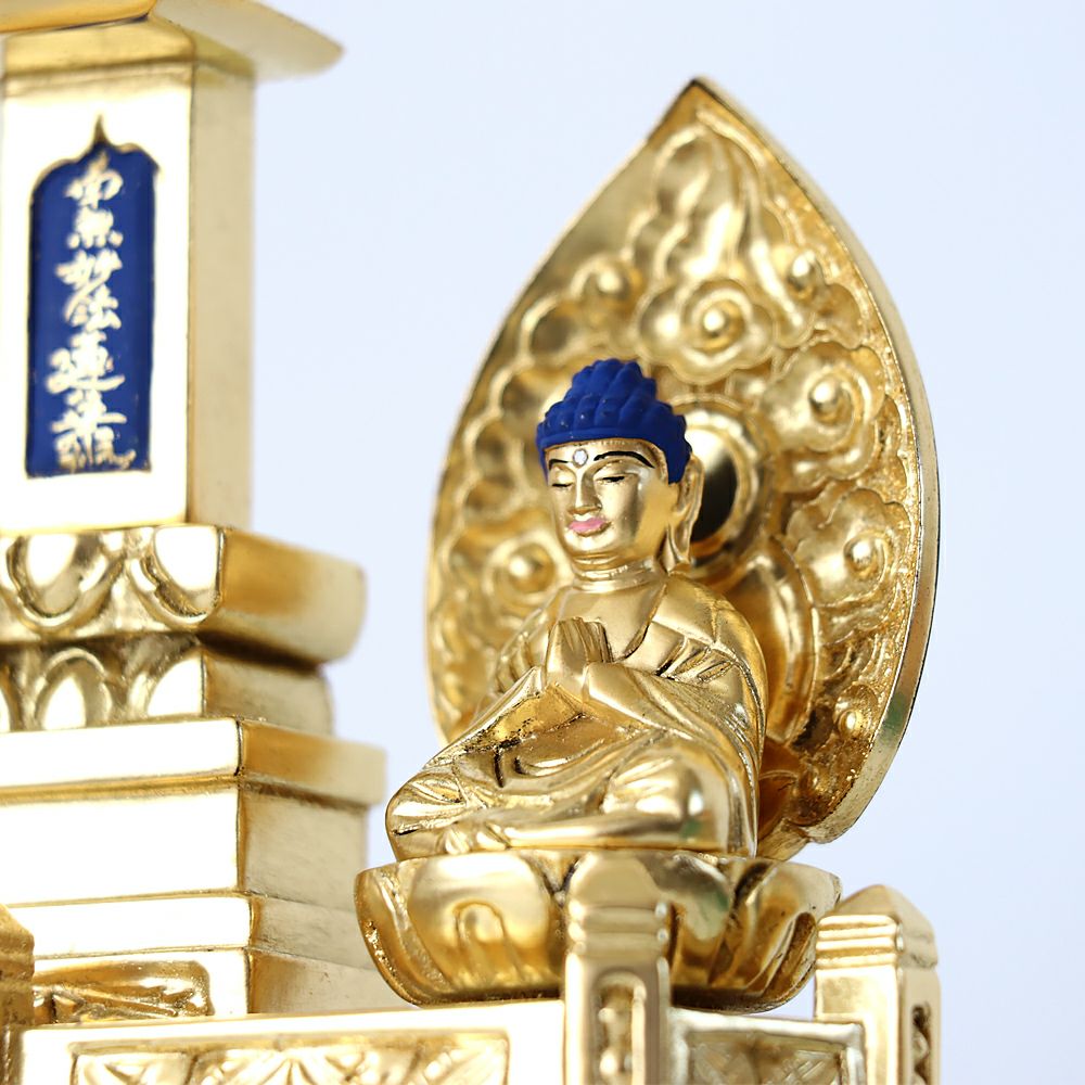 仏像 【純金箔】 三宝尊 0.8寸（高さ：206mm） 釈迦如来 多宝如来 木彫