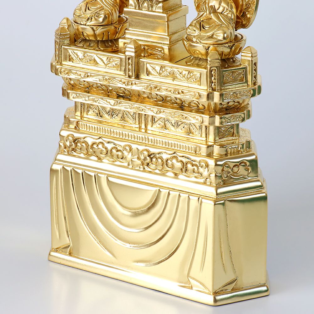 仏像 【純金箔】 三宝尊 1.0寸（高さ：255mm） 釈迦如来 多宝如来 木彫