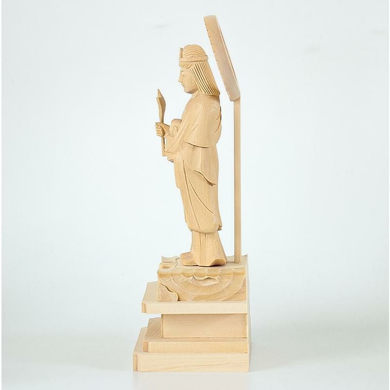 仏像 【総白木】 子安鬼子母神 4.0寸（高さ：222mm） 木彫 きしもじん