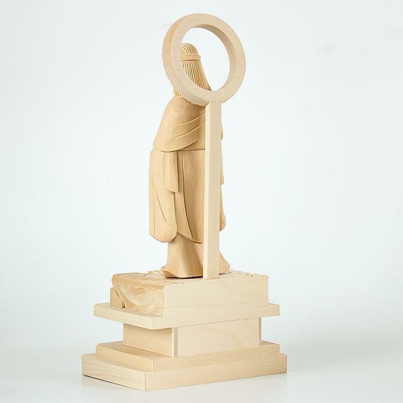 仏像 【総白木】 子安鬼子母神 5.0寸（高さ：273mm） 木彫 きしもじん