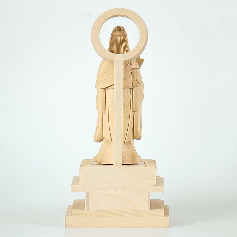 仏像 【総白木】 子安鬼子母神 5.0寸（高さ：273mm） 木彫 きしもじん