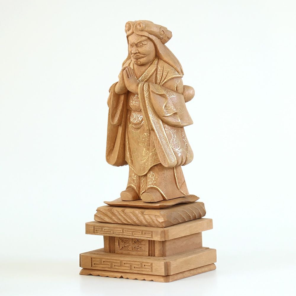 仏像 【楠木地彫】 中山鬼子母神 金泥書 3.0寸（高さ：160mm） 木彫