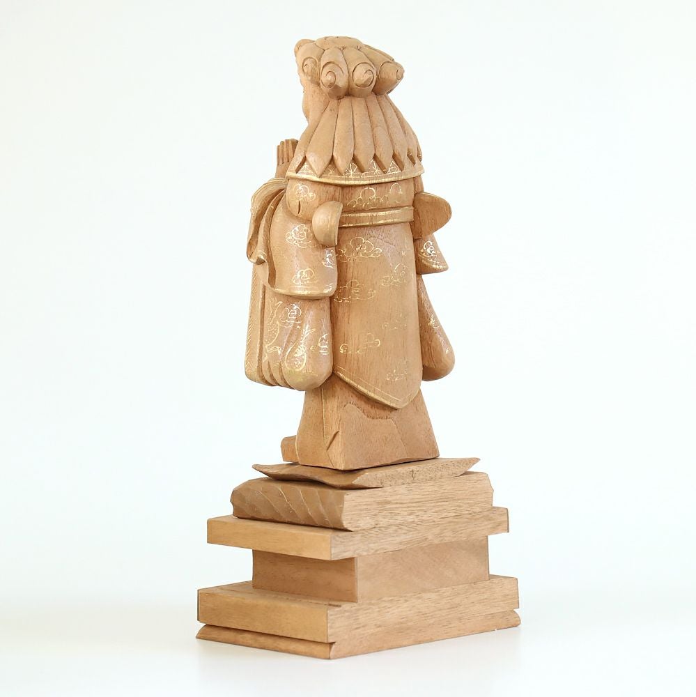 仏像 【楠木地彫】 中山鬼子母神 金泥書 3.0寸（高さ：160mm） 木彫