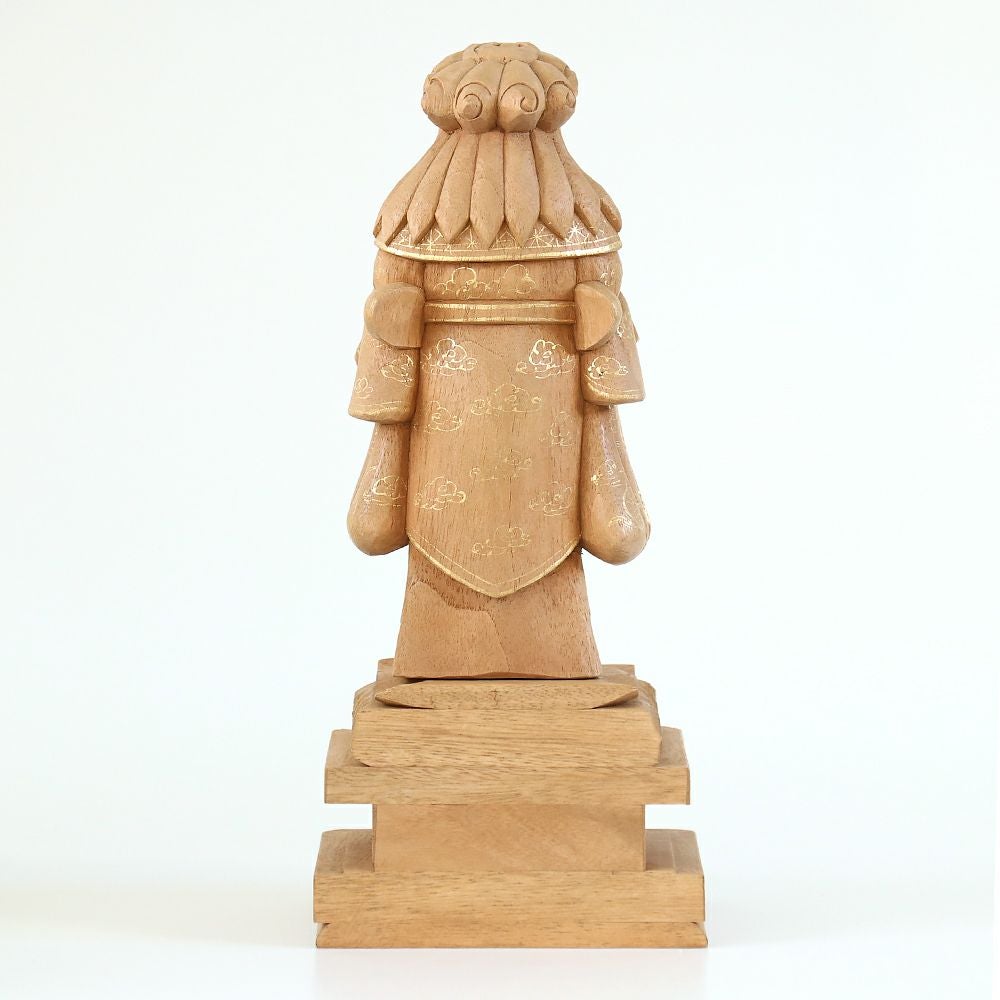 仏像 【楠木地彫】 中山鬼子母神 金泥書 3.0寸（高さ：160mm） 木彫
