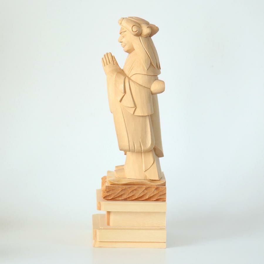 仏像 【総白木】 中山鬼子母神 3.5寸（高さ：175mm） 木彫 きしもじん