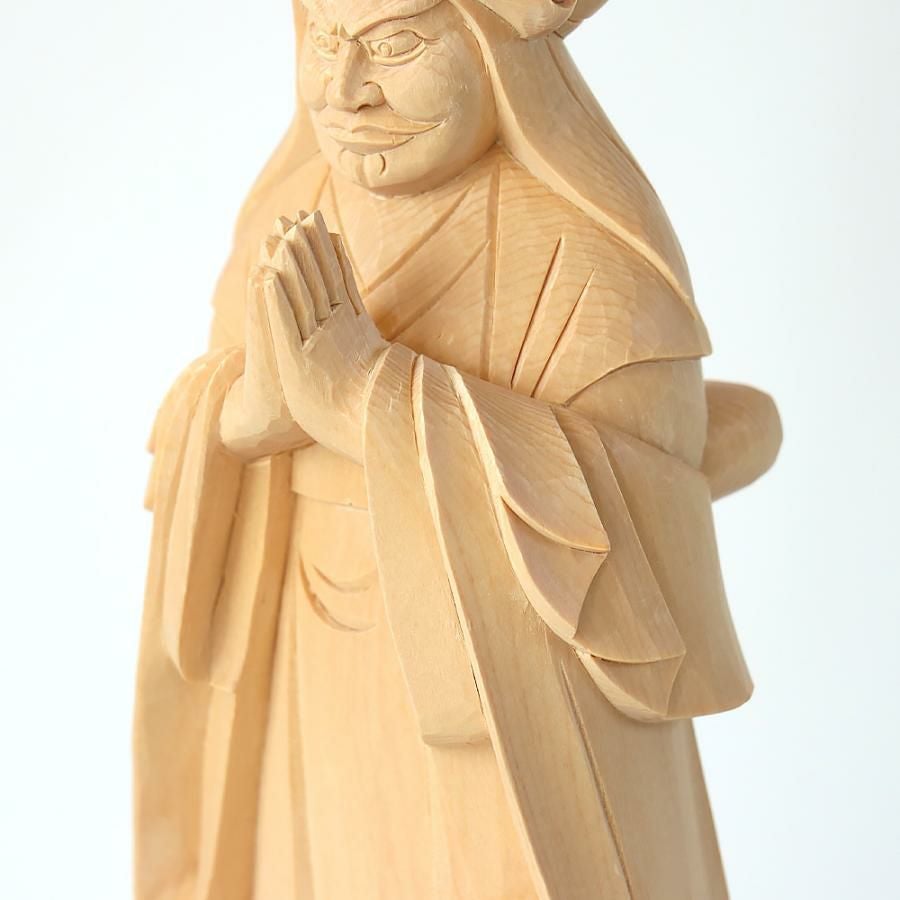 仏像 【総白木】 中山鬼子母神 3.5寸（高さ：175mm） 木彫 きしもじん