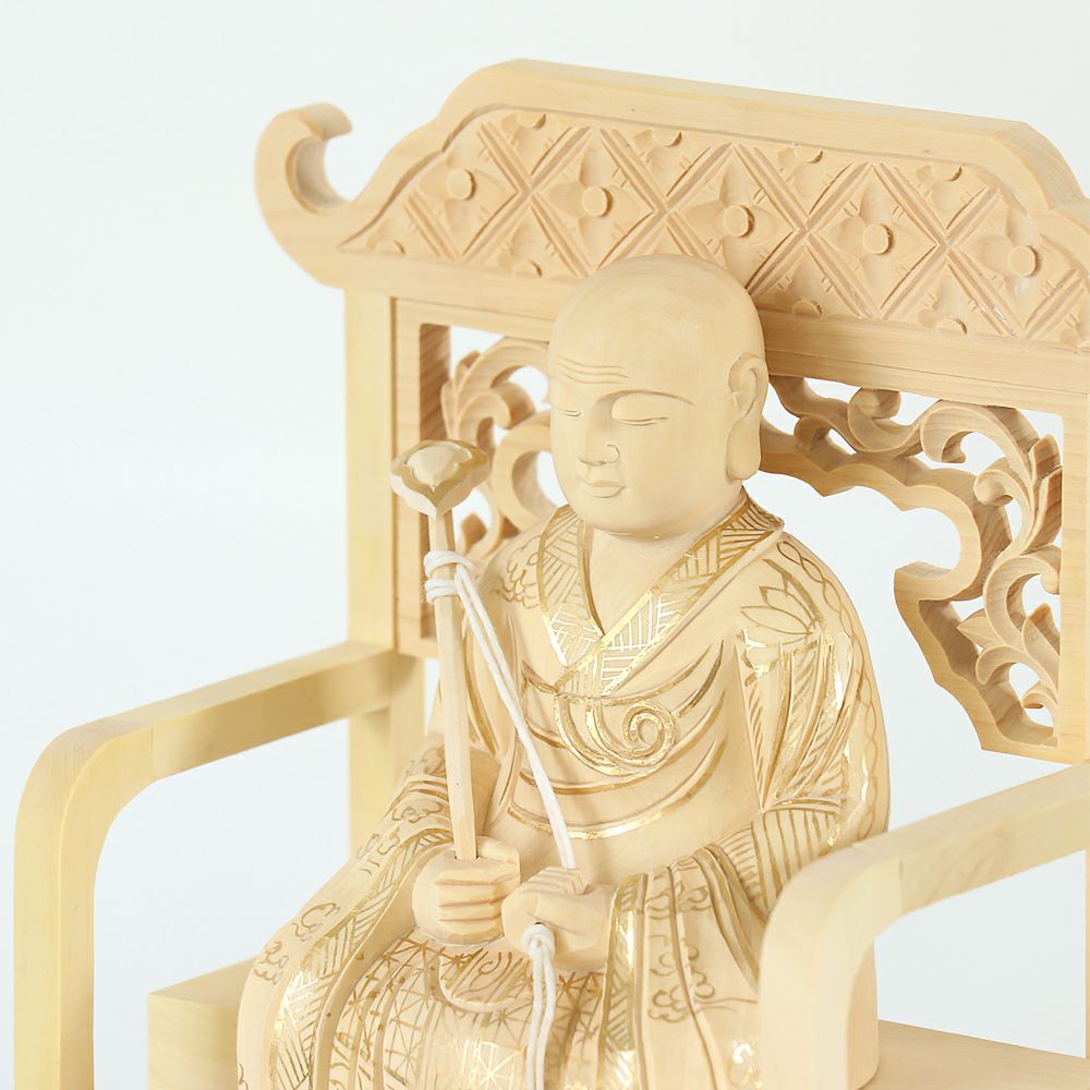 仏像 【総柘植(ツゲ)】 承陽大師・常済大師（高祖・太祖) 金泥書 1.5寸
